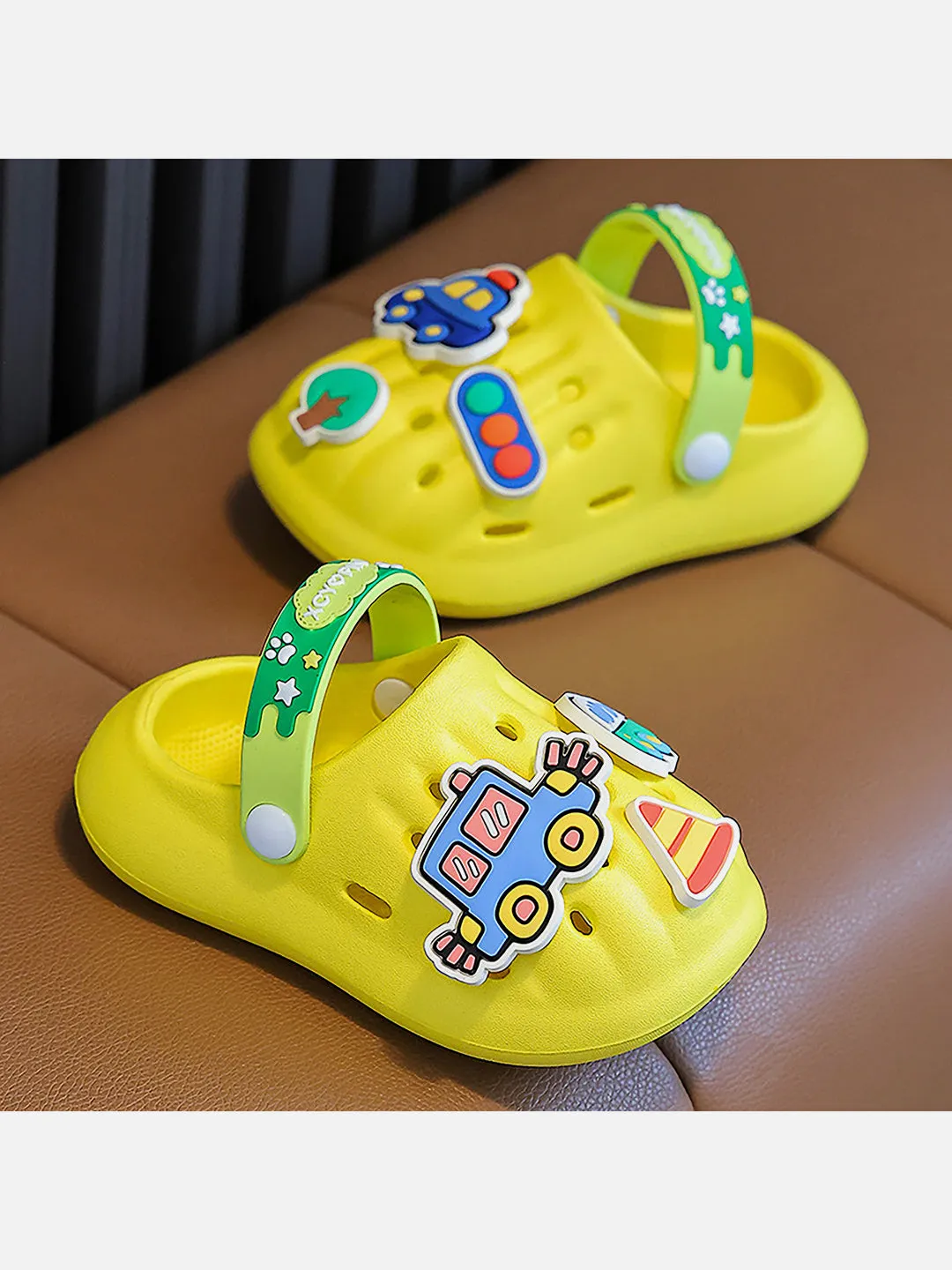 Little Surprise Box Yellow Transport theme Slip on Clogs/ Footwear for Toddlers & Kids