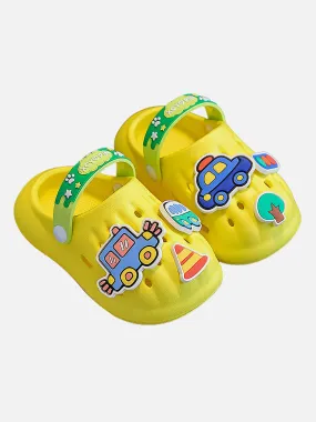 Little Surprise Box Yellow Transport theme Slip on Clogs/ Footwear for Toddlers & Kids