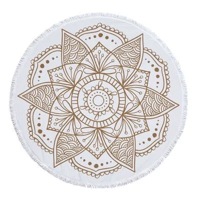 Mandala Beach Towel 59'' Mircofiber Water Absorbing Bath Towels with Tassel