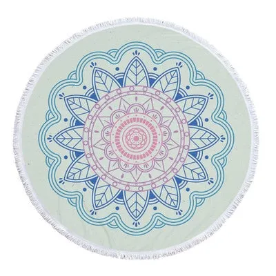 Mandala Beach Towel 59'' Mircofiber Water Absorbing Bath Towels with Tassel