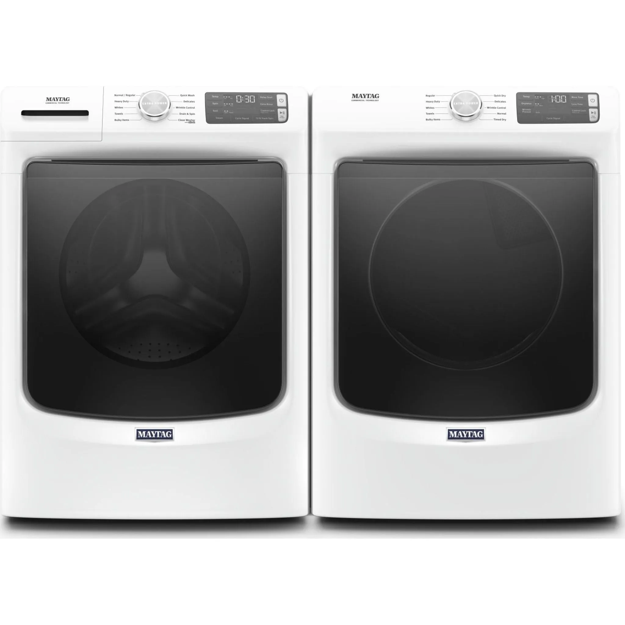 Maytag Front Load Pair with Extra Power and 16-Hr Fresh Hold option (MHW6630HW & YMED6630HW)