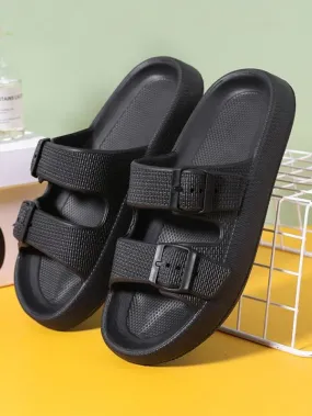 Men Cloud Slides Double Buckle Adjustable Slippers  by Slipperfeet