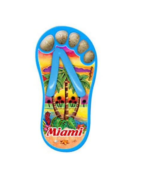 Miami Beach Sand Filled Foot Toes Sandal Flip Flop Magnet- Travel Souvenir Gift, Multicolor - Random Style Pick (1 Count)