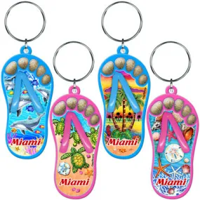 Miami Sand Filled Foot Toes Sandal Flip Flop Keychain - Travel Souvenir Gift, Multicolor - Random Style Pick (1 Count)