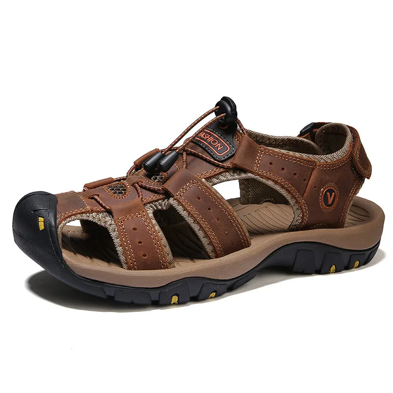 New Arrival Large Size Fashion Real Genuine Leather Outdoor Summer Beach Men Leather Sandals