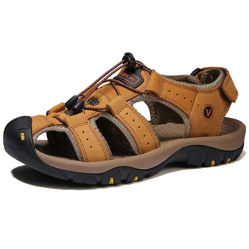 New Arrival Large Size Fashion Real Genuine Leather Outdoor Summer Beach Men Leather Sandals