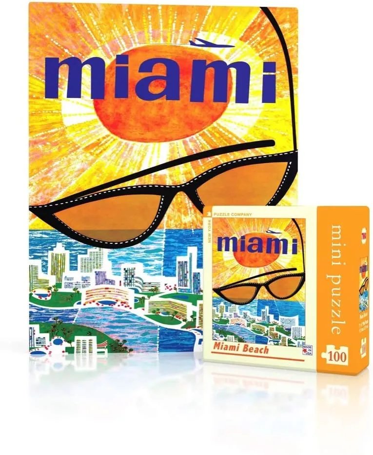 New York Puzzle Company - American Airlines Miami Beach Mini - 100 Piece Jigsaw Puzzle