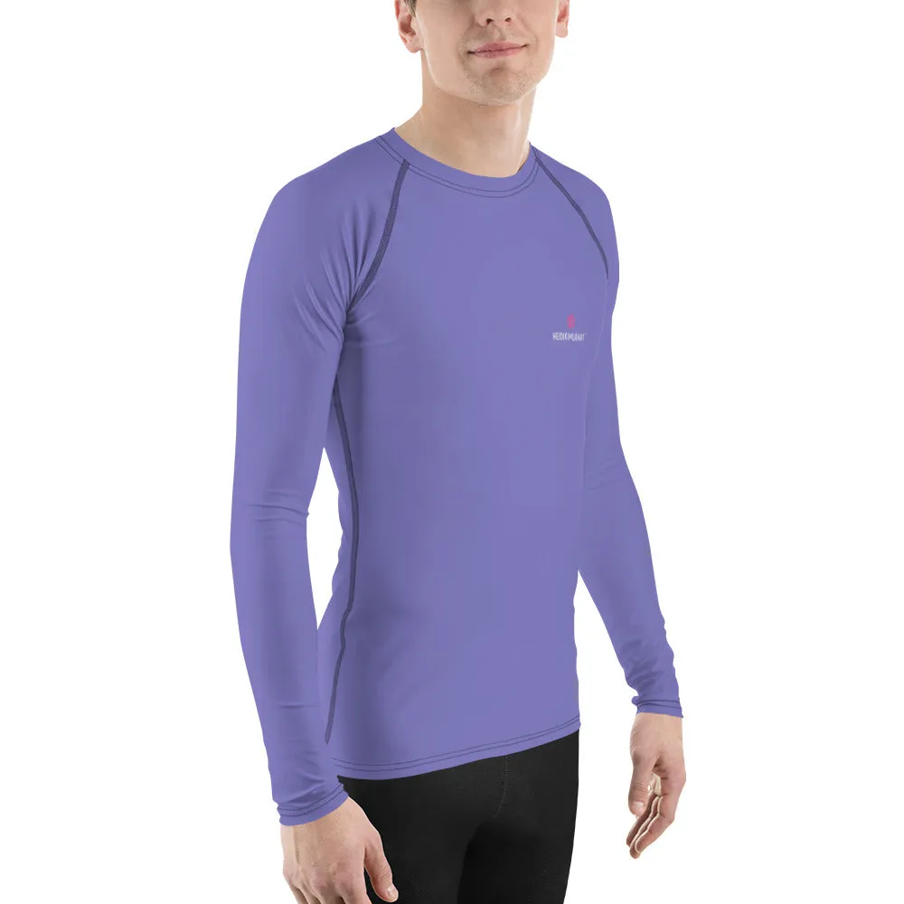 Pastel Purple Color Men's Top, Best Men's Rash Guard UPF 50  Long Sleeves Designer Polyester Spandex Sportswear