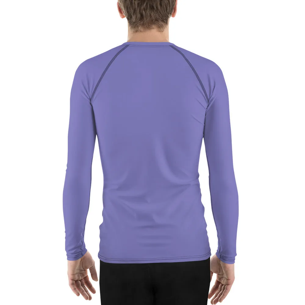 Pastel Purple Color Men's Top, Best Men's Rash Guard UPF 50  Long Sleeves Designer Polyester Spandex Sportswear