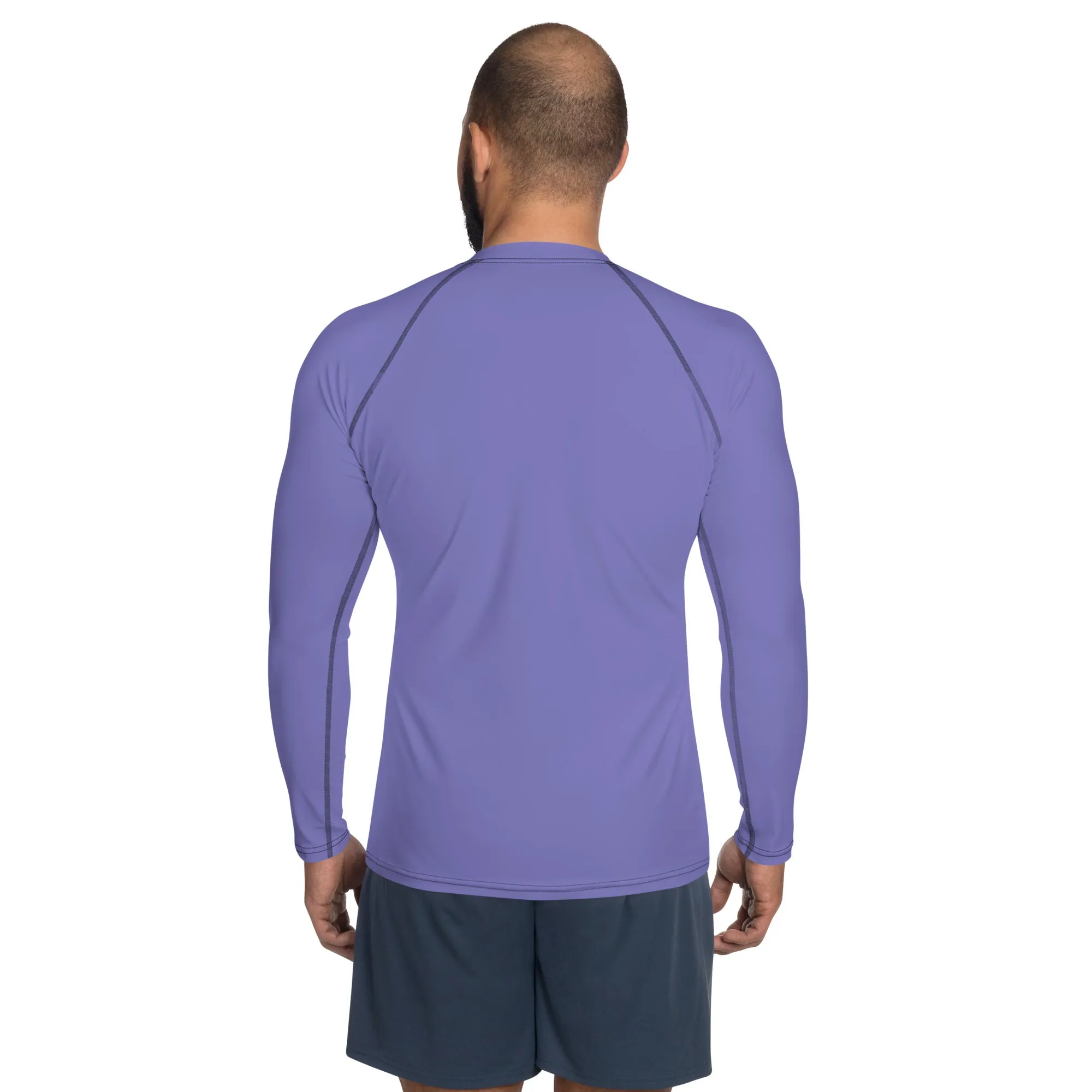 Pastel Purple Color Men's Top, Best Men's Rash Guard UPF 50  Long Sleeves Designer Polyester Spandex Sportswear