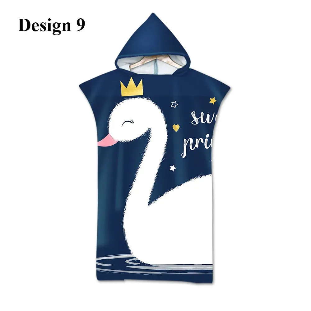 Penguin Whale Swan Cat Rabbit Adult Kid Child Hooded Towel Poncho Surf Pool Swim Changing Poncho for Beach,Gift,Drop Shipping