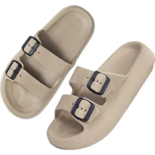 Pillow Sandals Thick Sole Adjustable Buckles EVA Cloud Slides Slippers