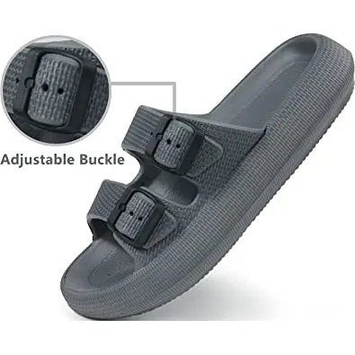 Pillow Sandals Thick Sole Adjustable Buckles EVA Cloud Slides Slippers