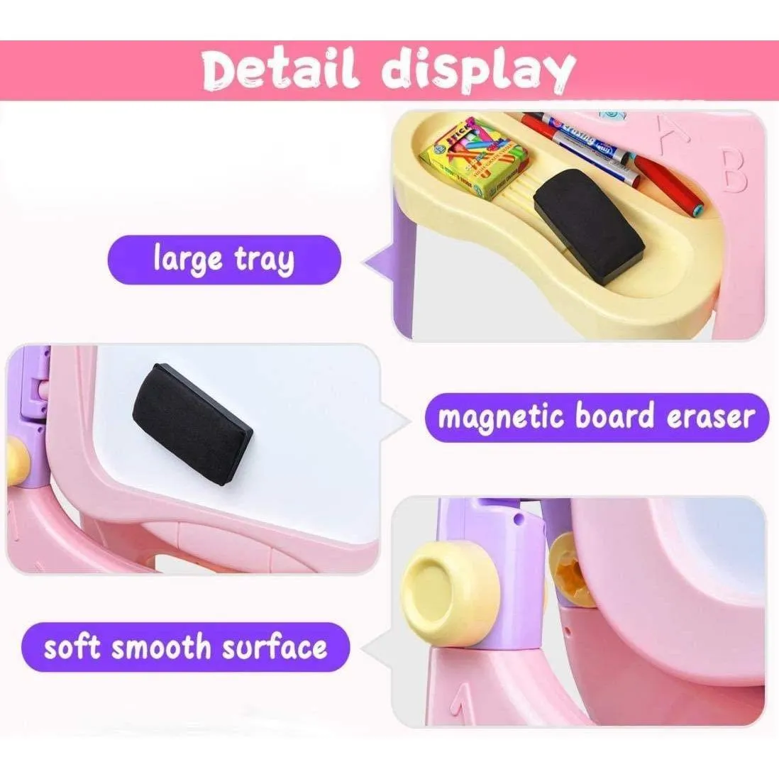 Pink Folding Double-Sided Magnetic Drawing Board