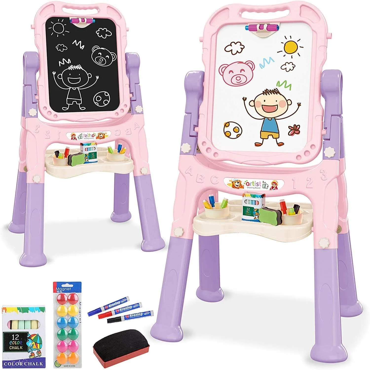 Pink Folding Double-Sided Magnetic Drawing Board