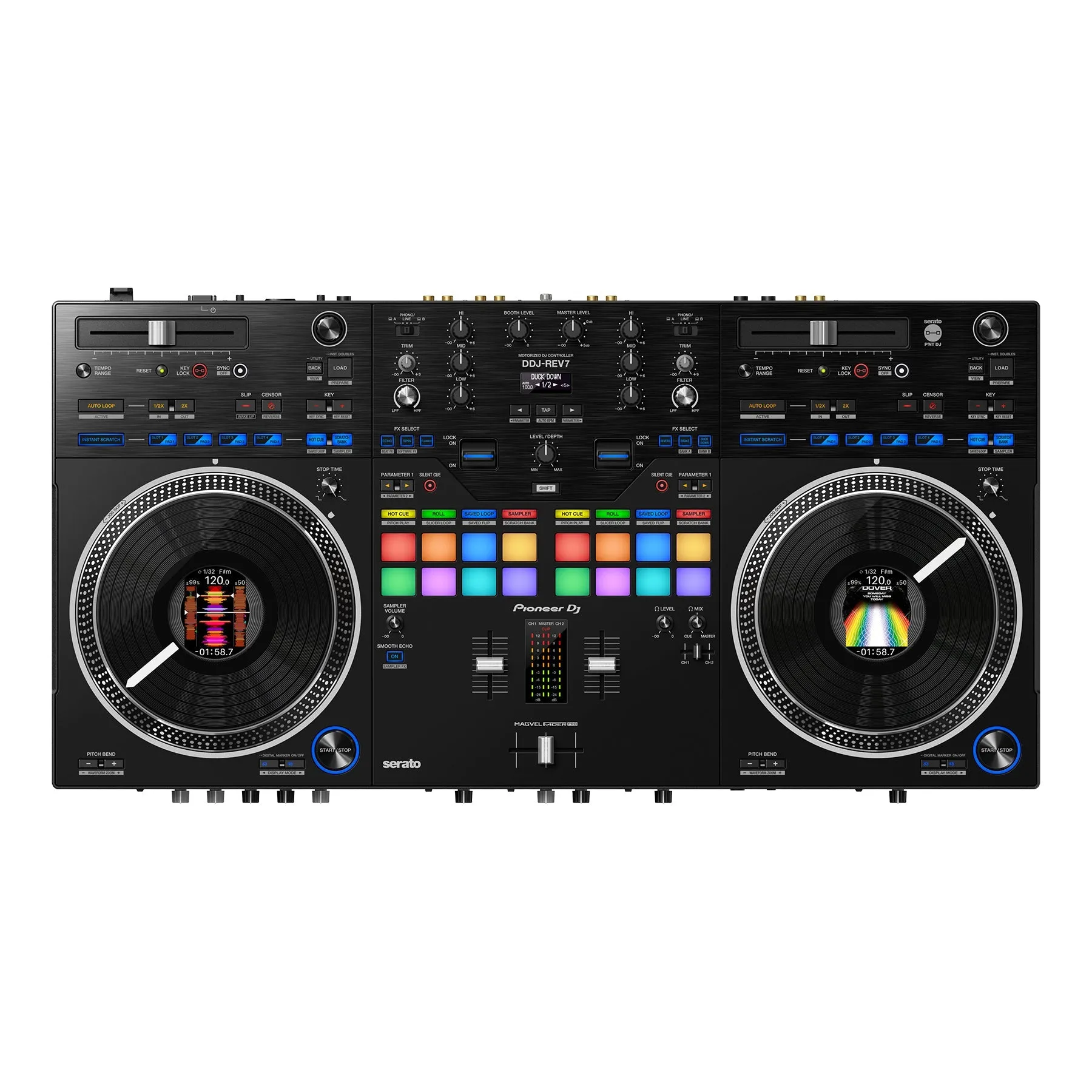 Pioneer DJ DDJ-REV7 Scratch-style 2-channel Professional DJ Controller for Serato DJ Pro (Open box, New some damage on outer box)