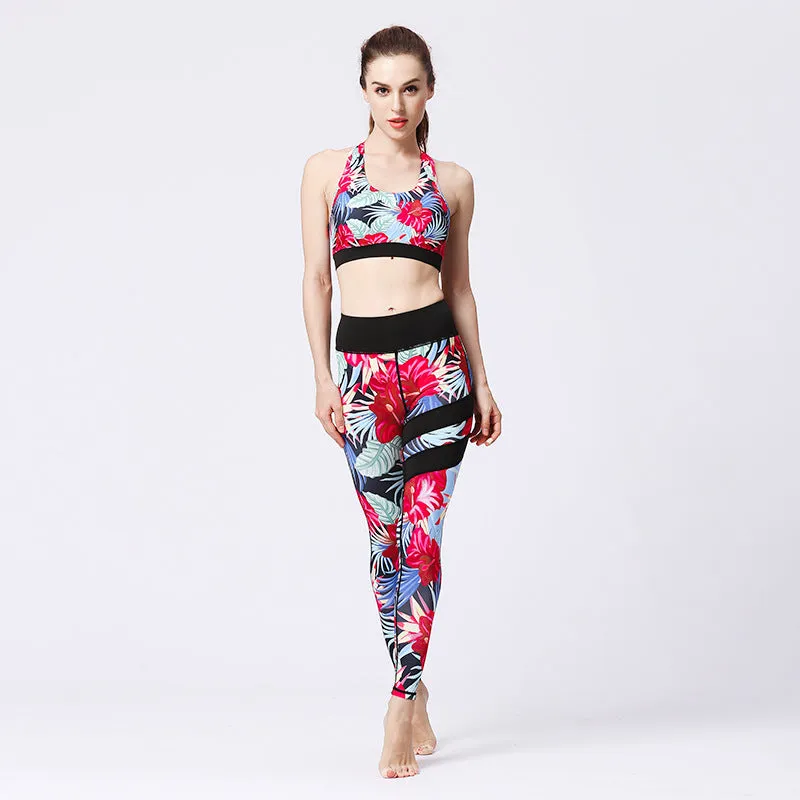 Printed Yoga Tracksuit Yoga Pants Yoga Vest Bra