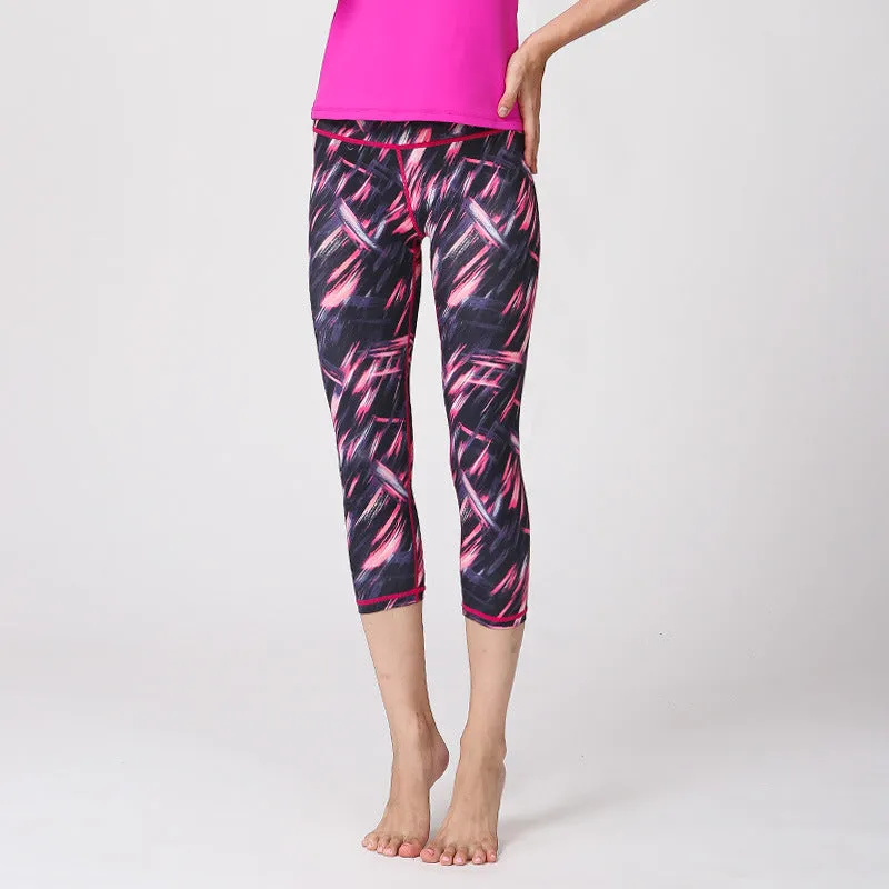 Quick-drying yoga printed pants sports outdoor bottoming cropped pants