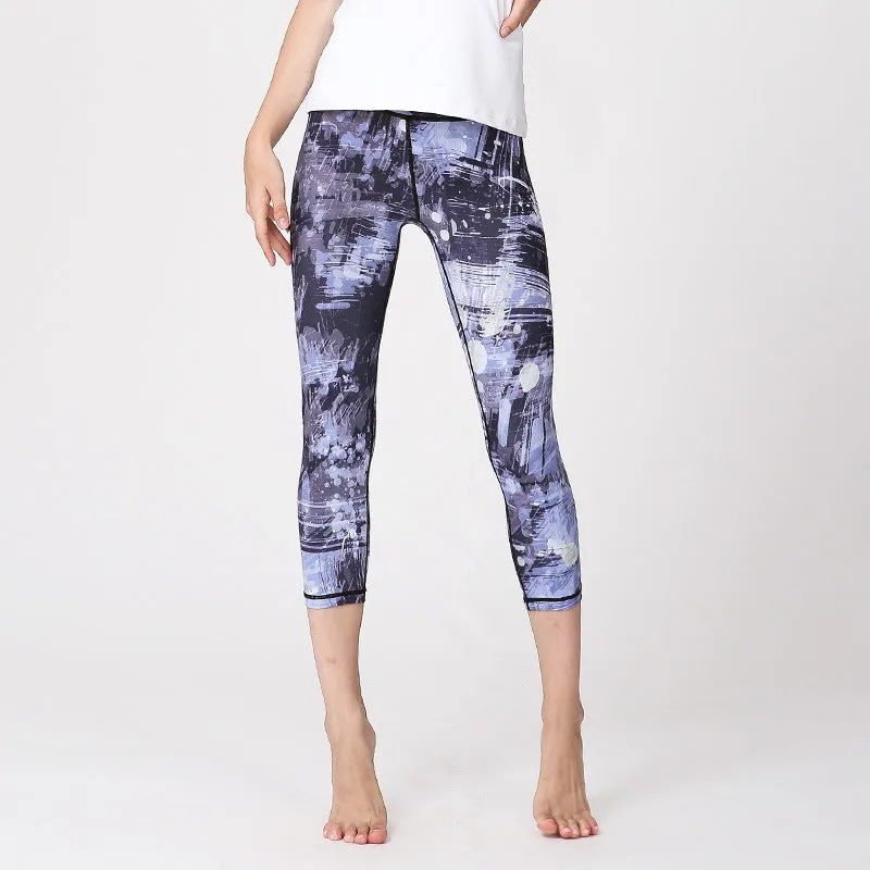 Quick-drying yoga printed pants sports outdoor bottoming cropped pants