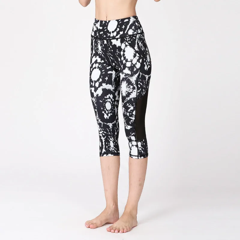 Quick-drying yoga printed pants sports outdoor bottoming cropped pants