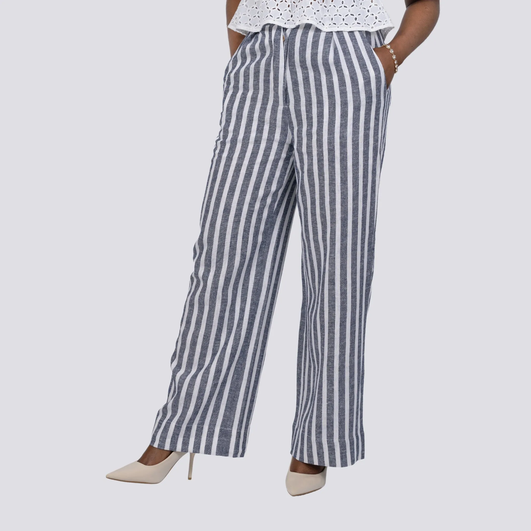 Redefine Sophistication with Sustainable Stripes: Monochrome Chic Linen Trousers