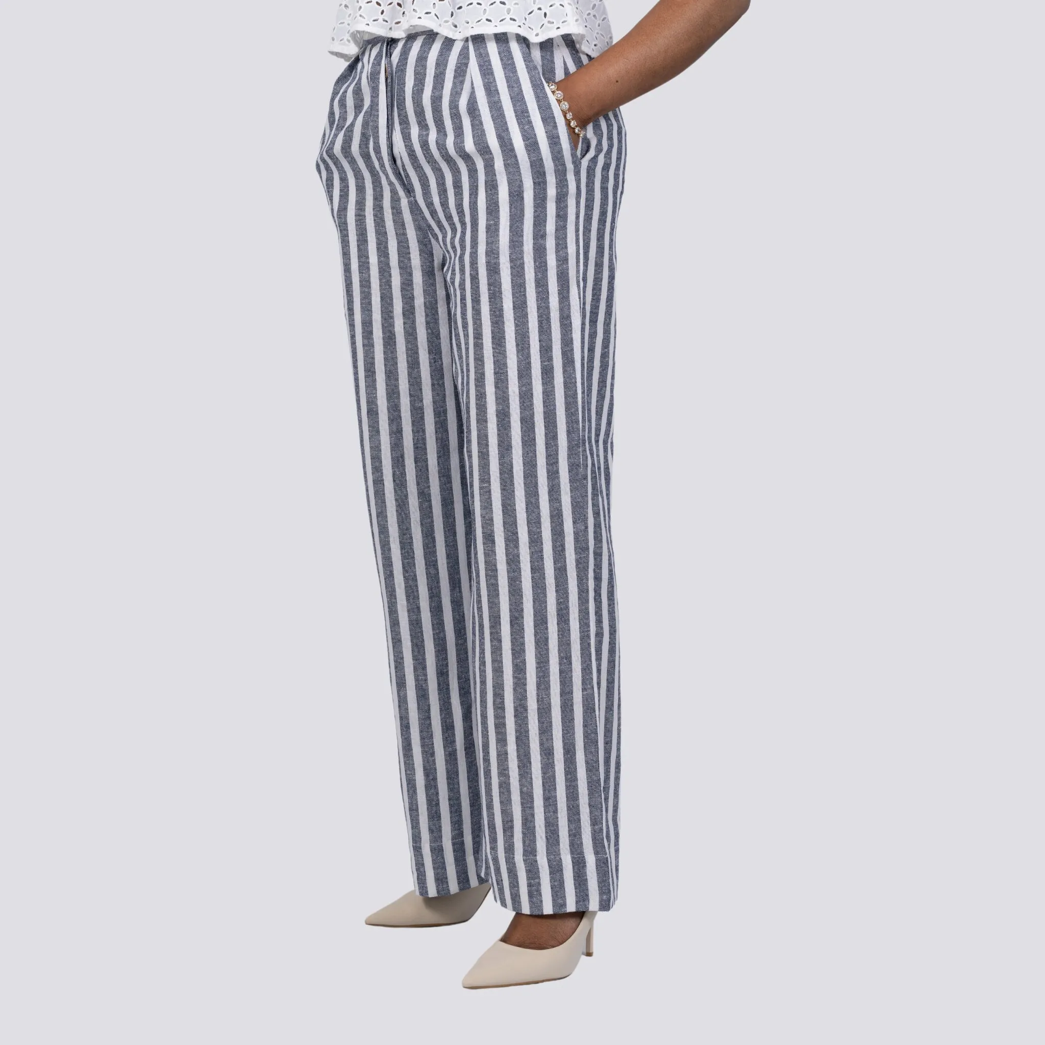 Redefine Sophistication with Sustainable Stripes: Monochrome Chic Linen Trousers