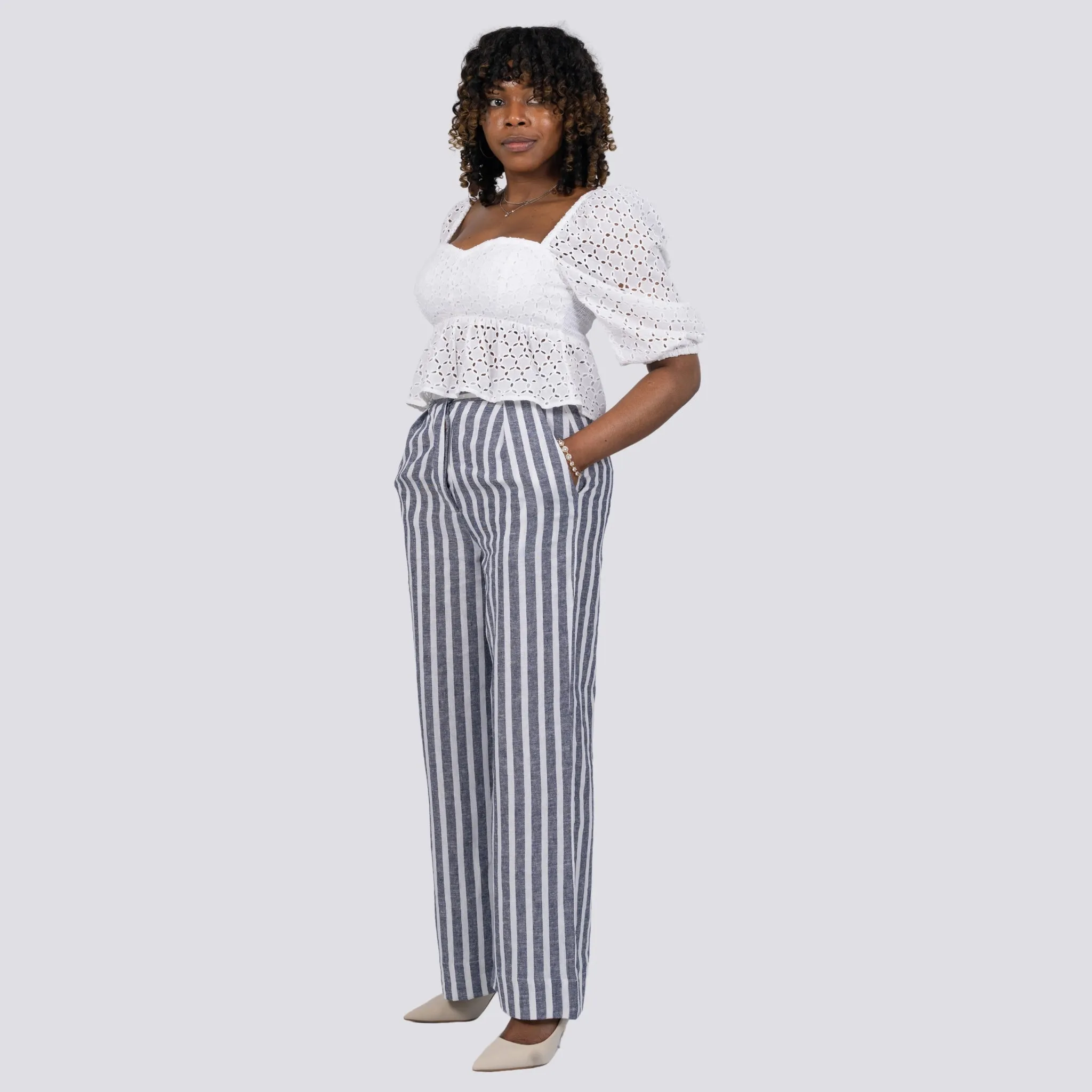 Redefine Sophistication with Sustainable Stripes: Monochrome Chic Linen Trousers