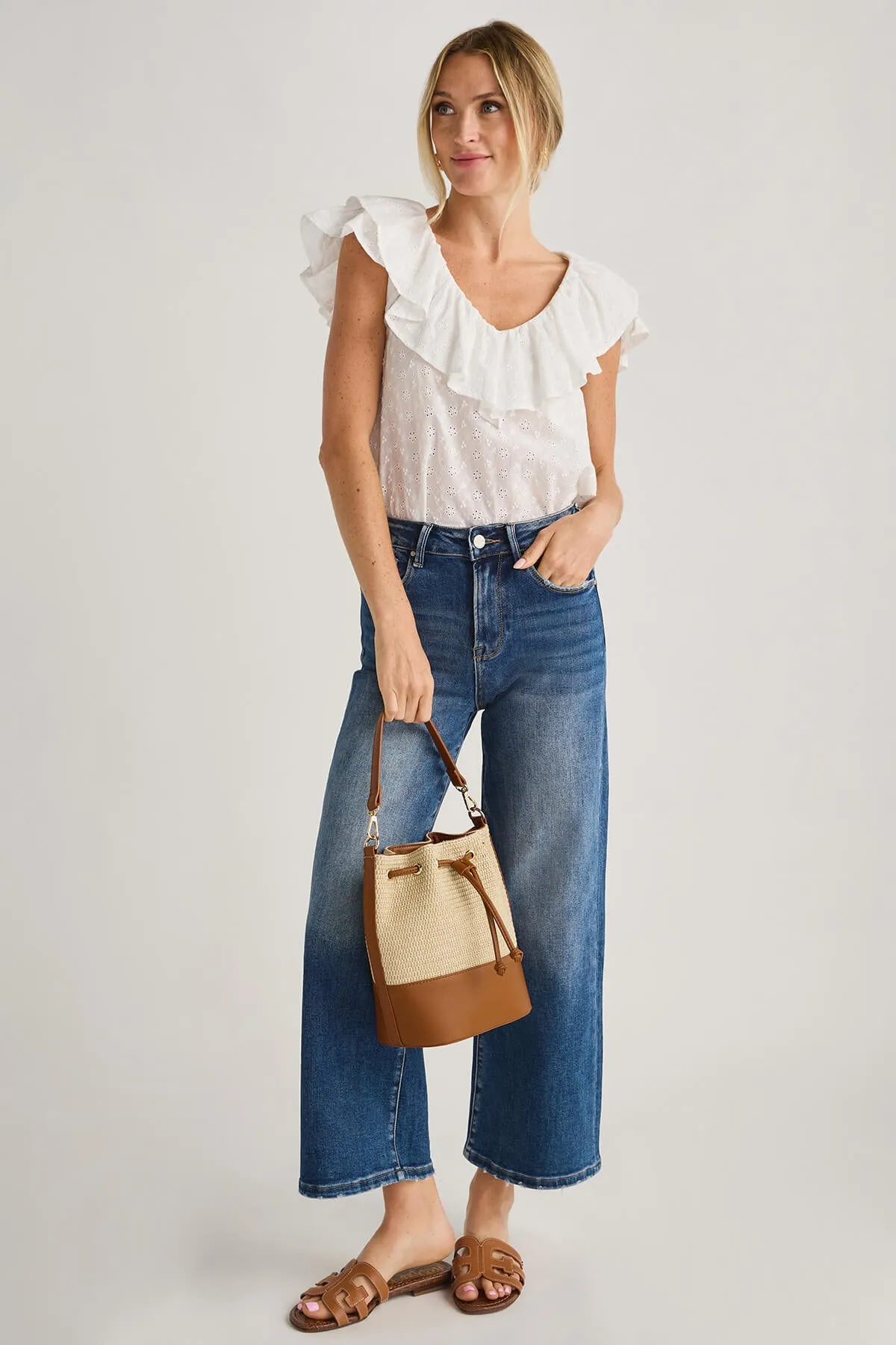 Risen Shea High Rise Wide Crop Jeans