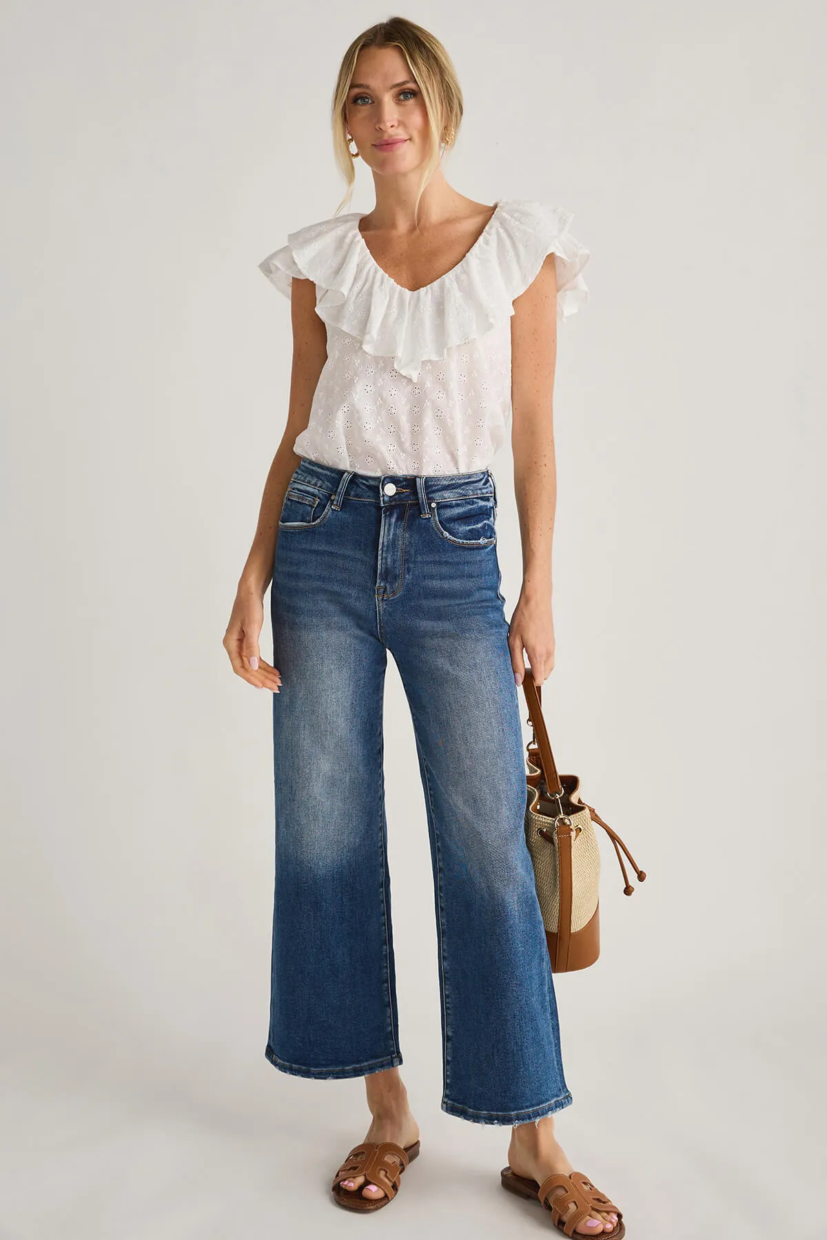 Risen Shea High Rise Wide Crop Jeans