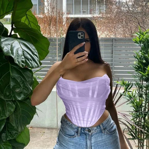 Sleeveless Fashion Strapless Bustier Corset Crop Tops Female