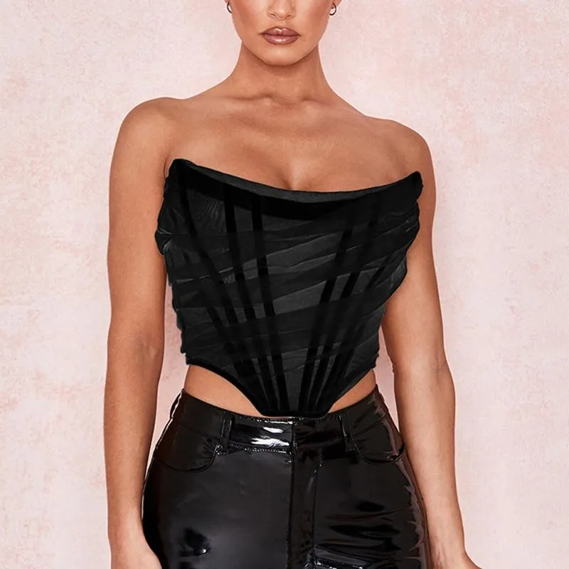 Sleeveless Fashion Strapless Bustier Corset Crop Tops Female