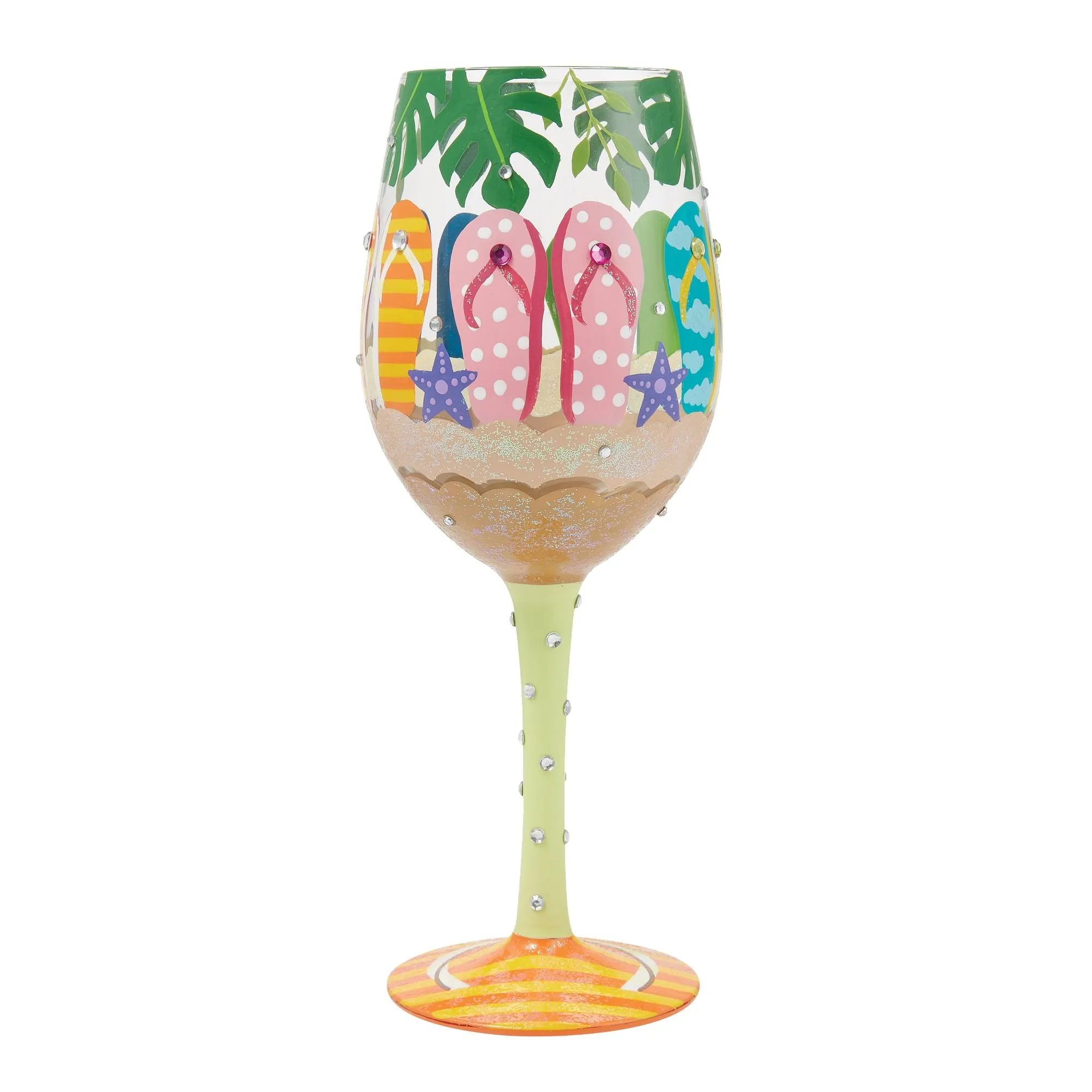 Stuck in the Sand Hand Painted Wine Glass