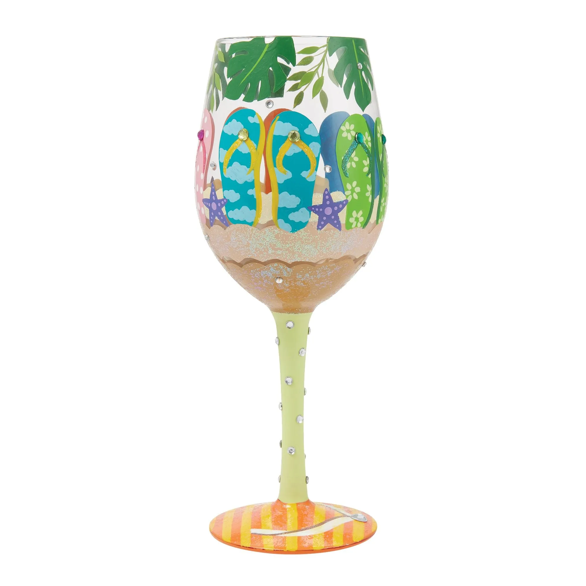 Stuck in the Sand Hand Painted Wine Glass