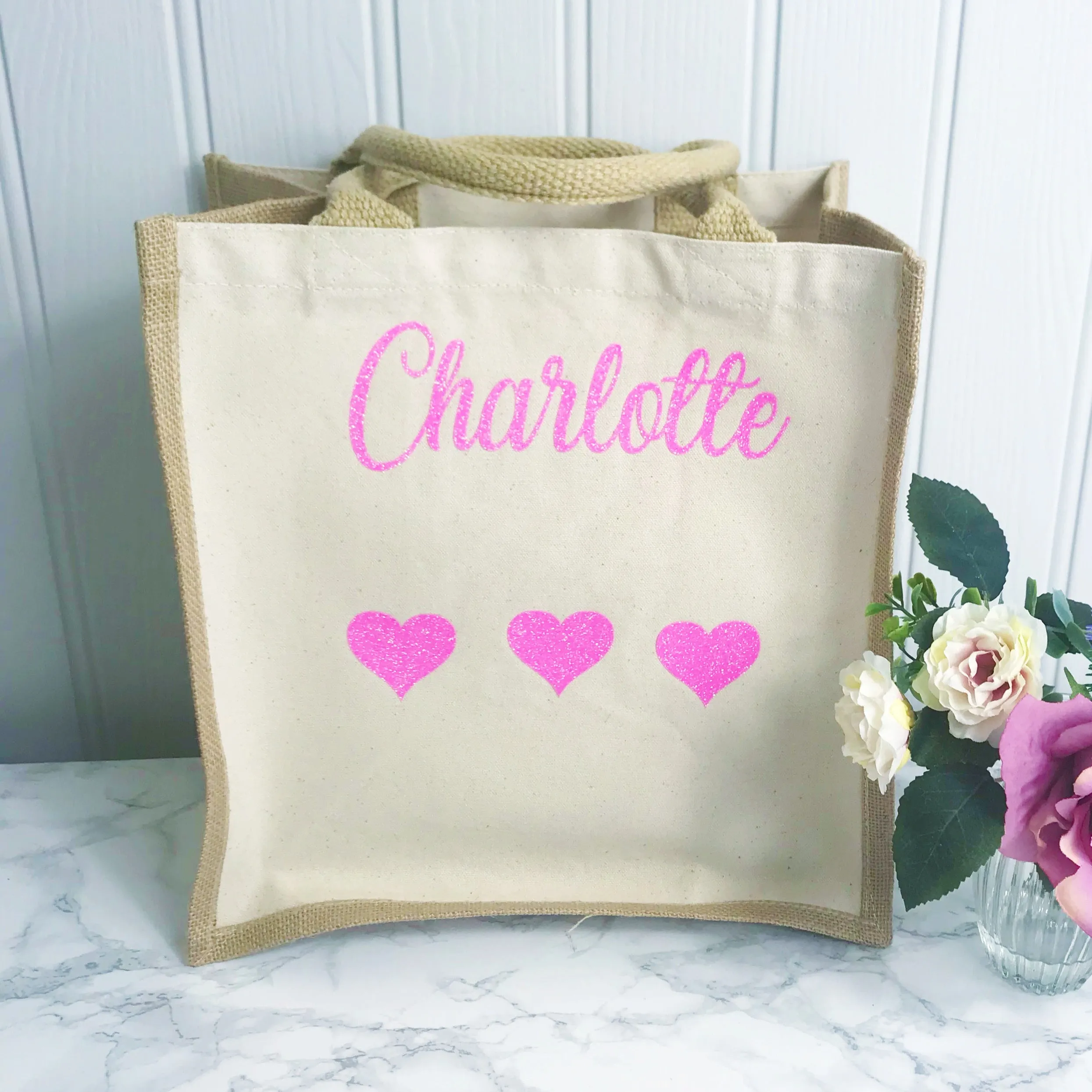 Take Me To The Beach - Jute and Canvas Tote Beach Bag With Any Phrase/Name