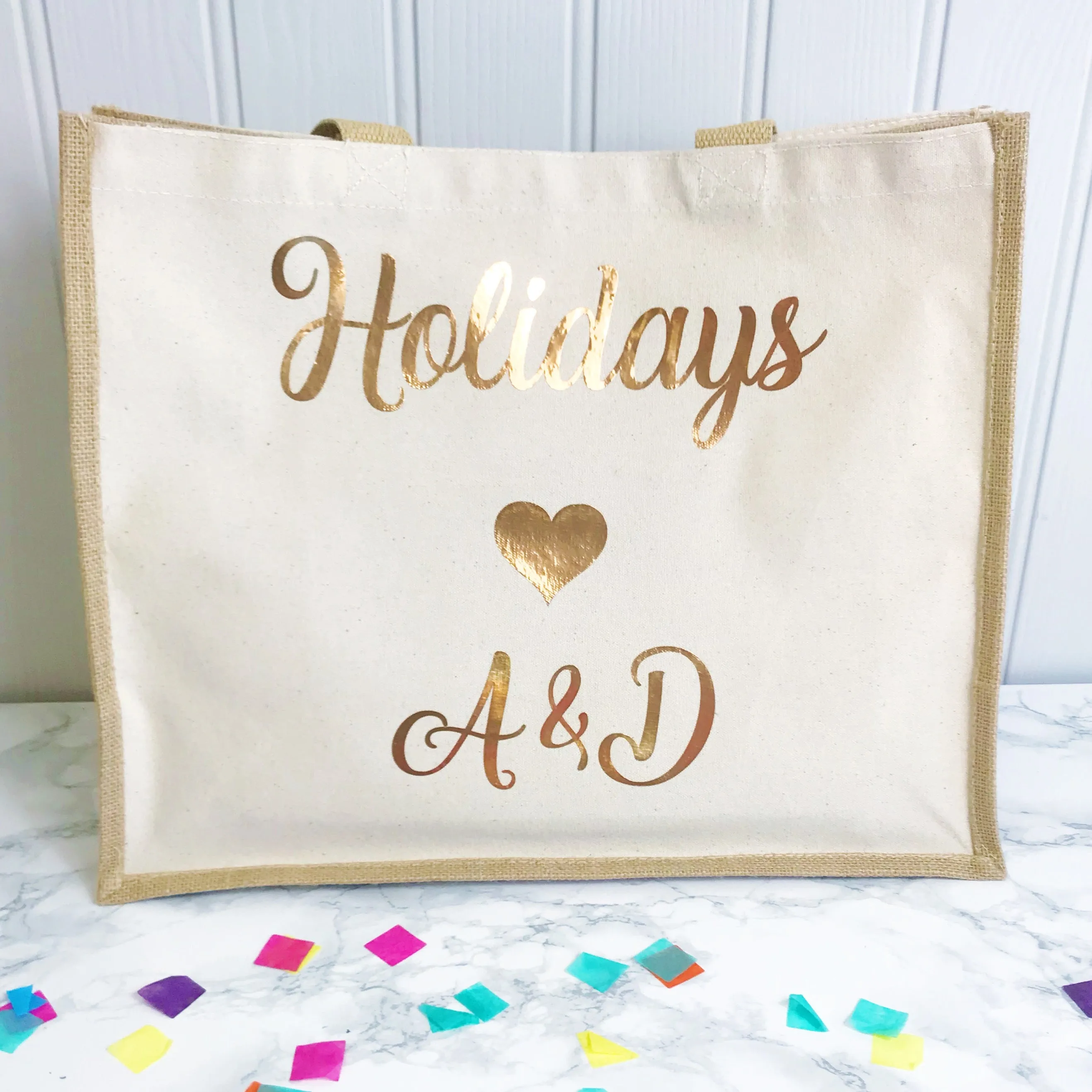 Take Me To The Beach - Jute and Canvas Tote Beach Bag With Any Phrase/Name