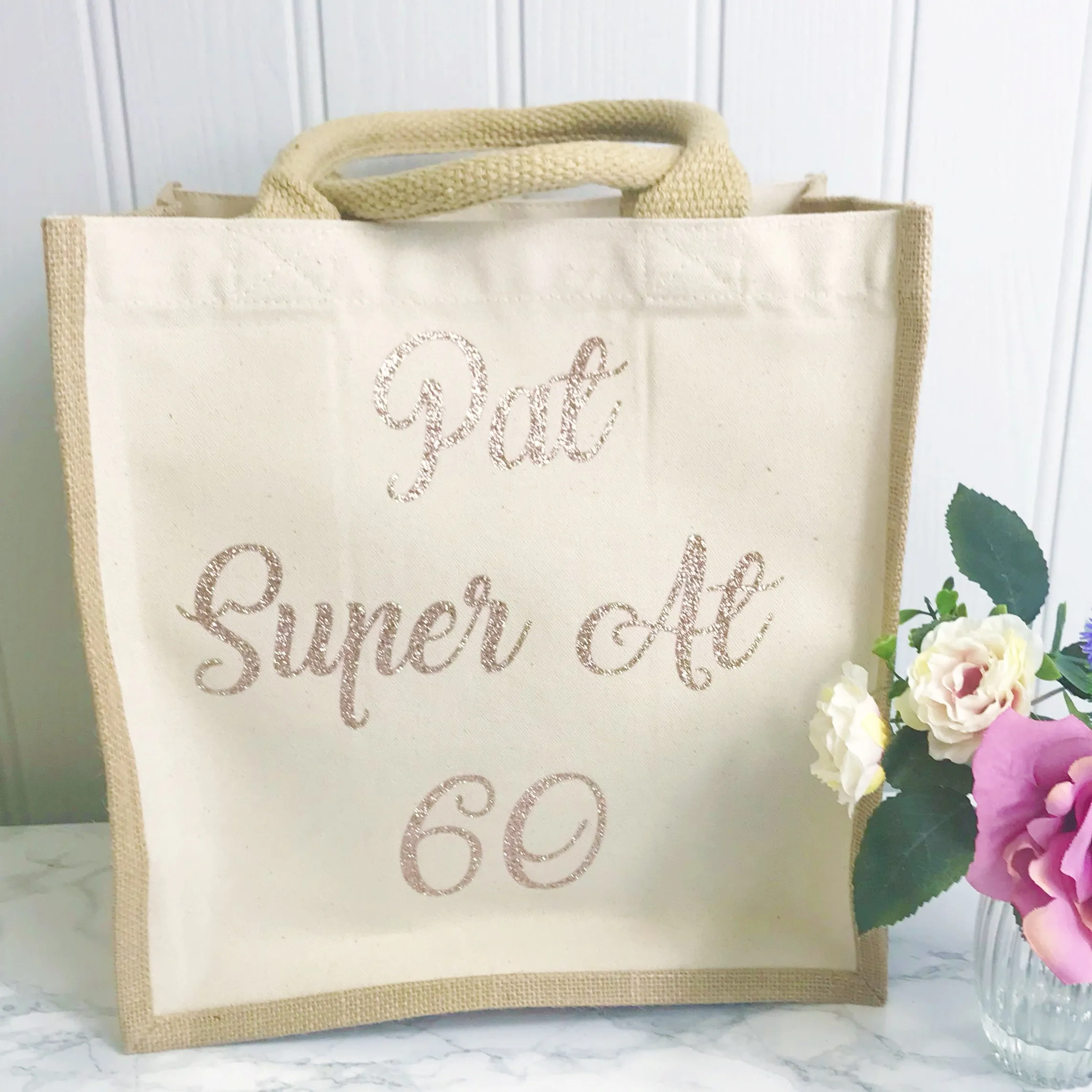 Take Me To The Beach - Jute and Canvas Tote Beach Bag With Any Phrase/Name