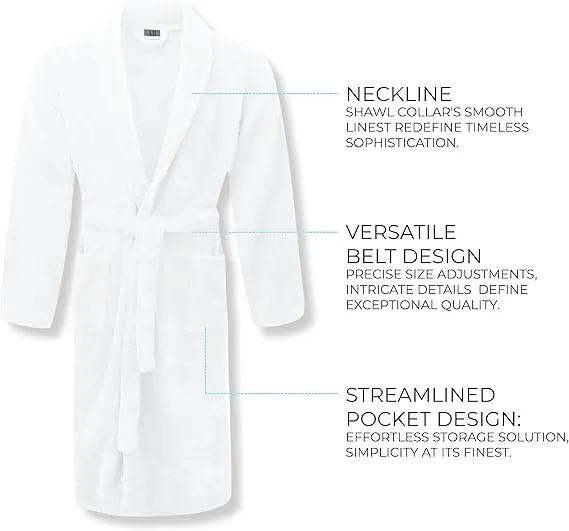 Terry Bathrobe and Slipper Set -100% Cotton Unisex Bathrobes for Men and Women