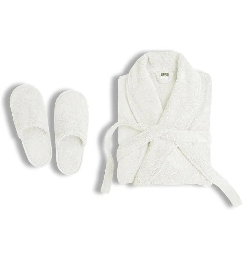 Terry Bathrobe and Slipper Set -100% Cotton Unisex Bathrobes for Men and Women