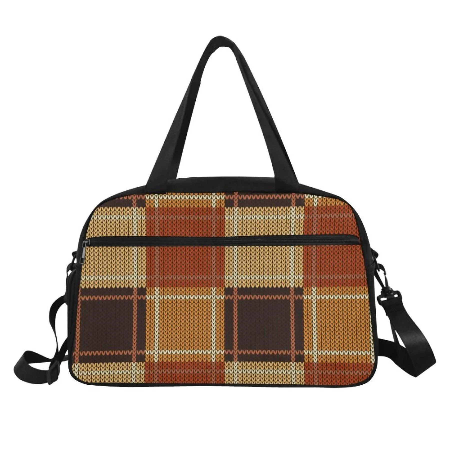 Uniquely You Travel Carry-On Bag / Brown and Beige Checkered Style