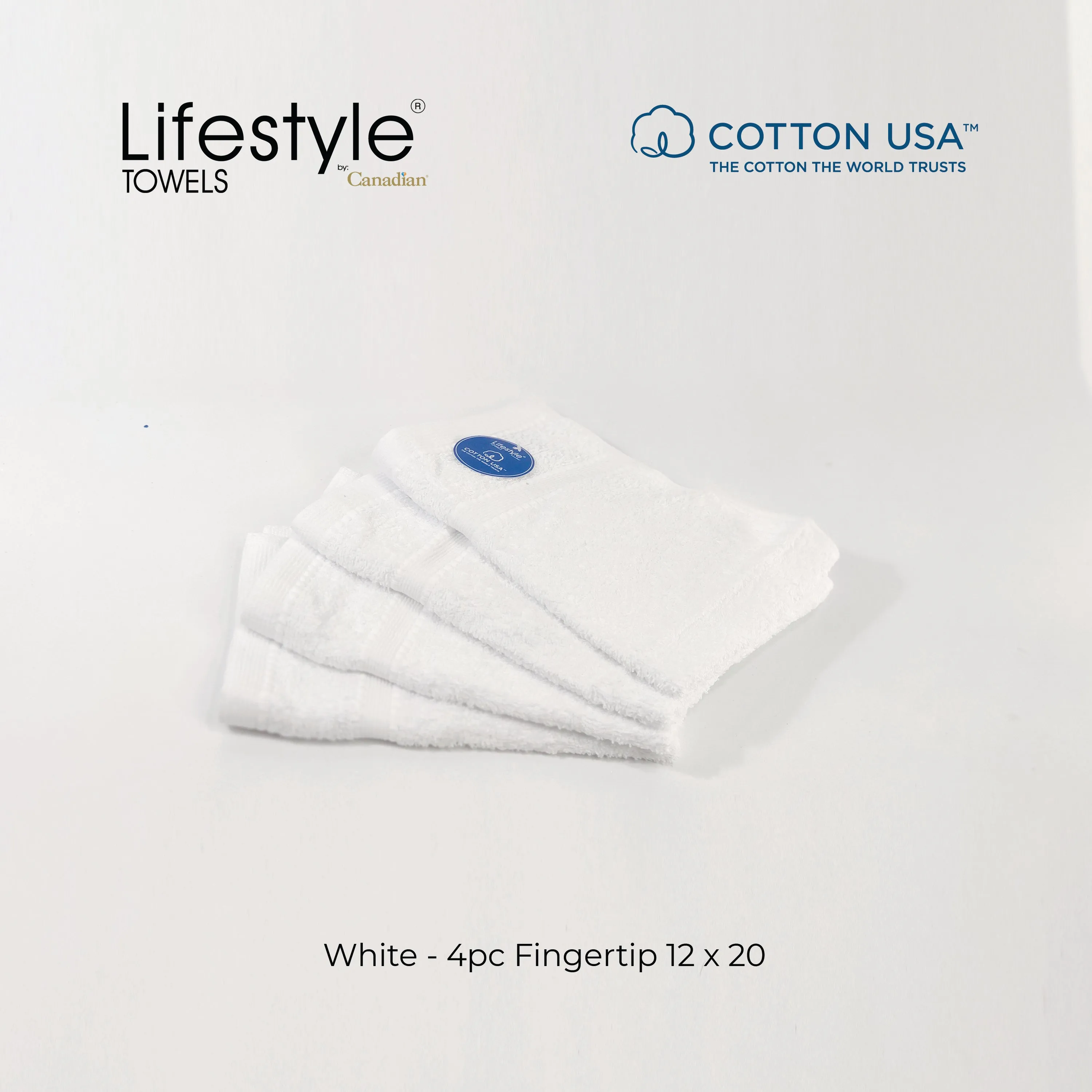 USA Cotton Towel 4pc. Fingertip 12x20' (1111)