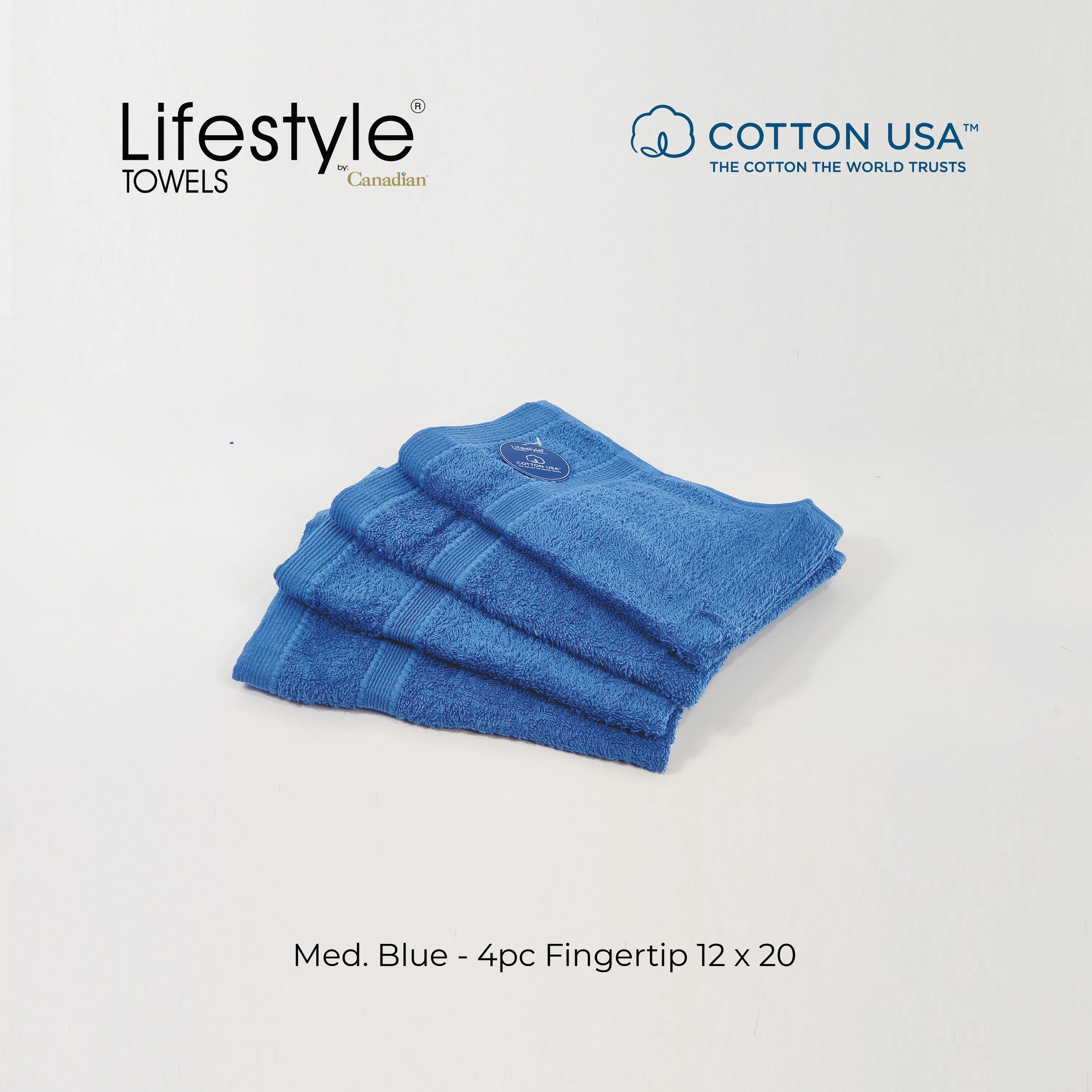 USA Cotton Towel 4pc. Fingertip 12x20' (1111)