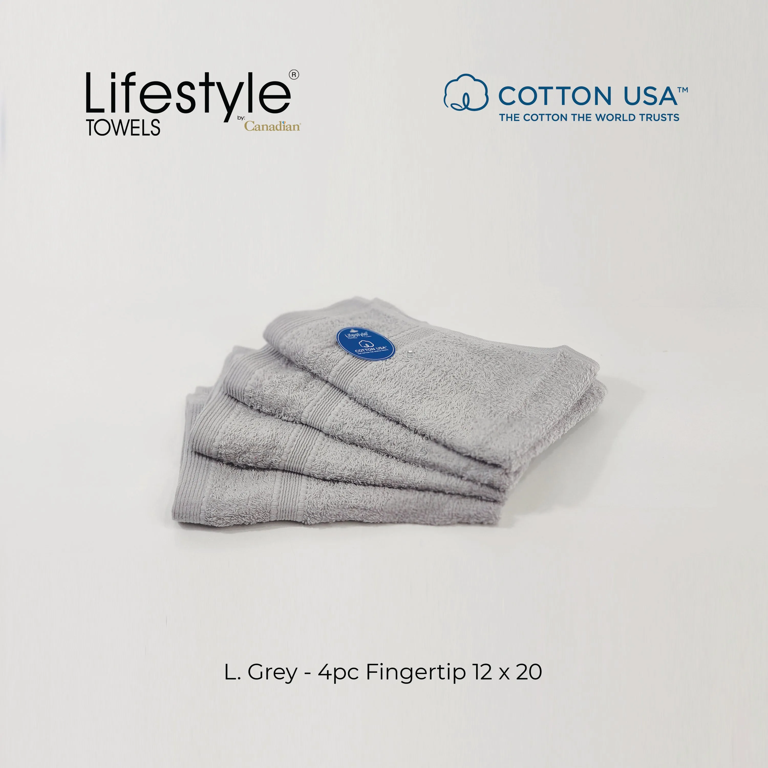 USA Cotton Towel 4pc. Fingertip 12x20' (1111)