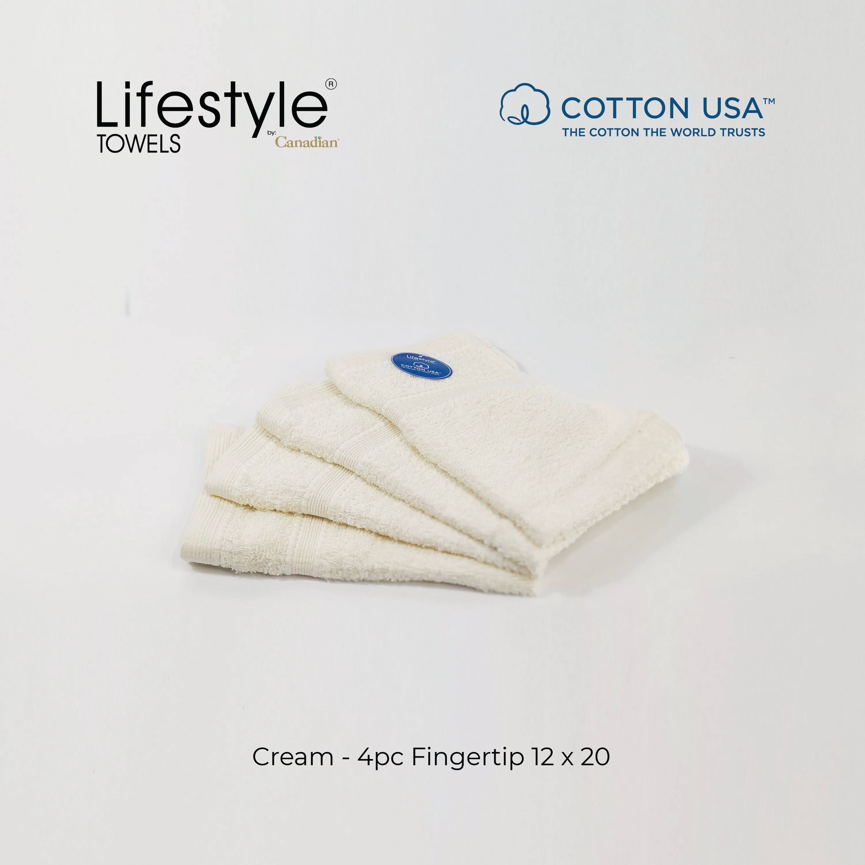 USA Cotton Towel 4pc. Fingertip 12x20' (1111)