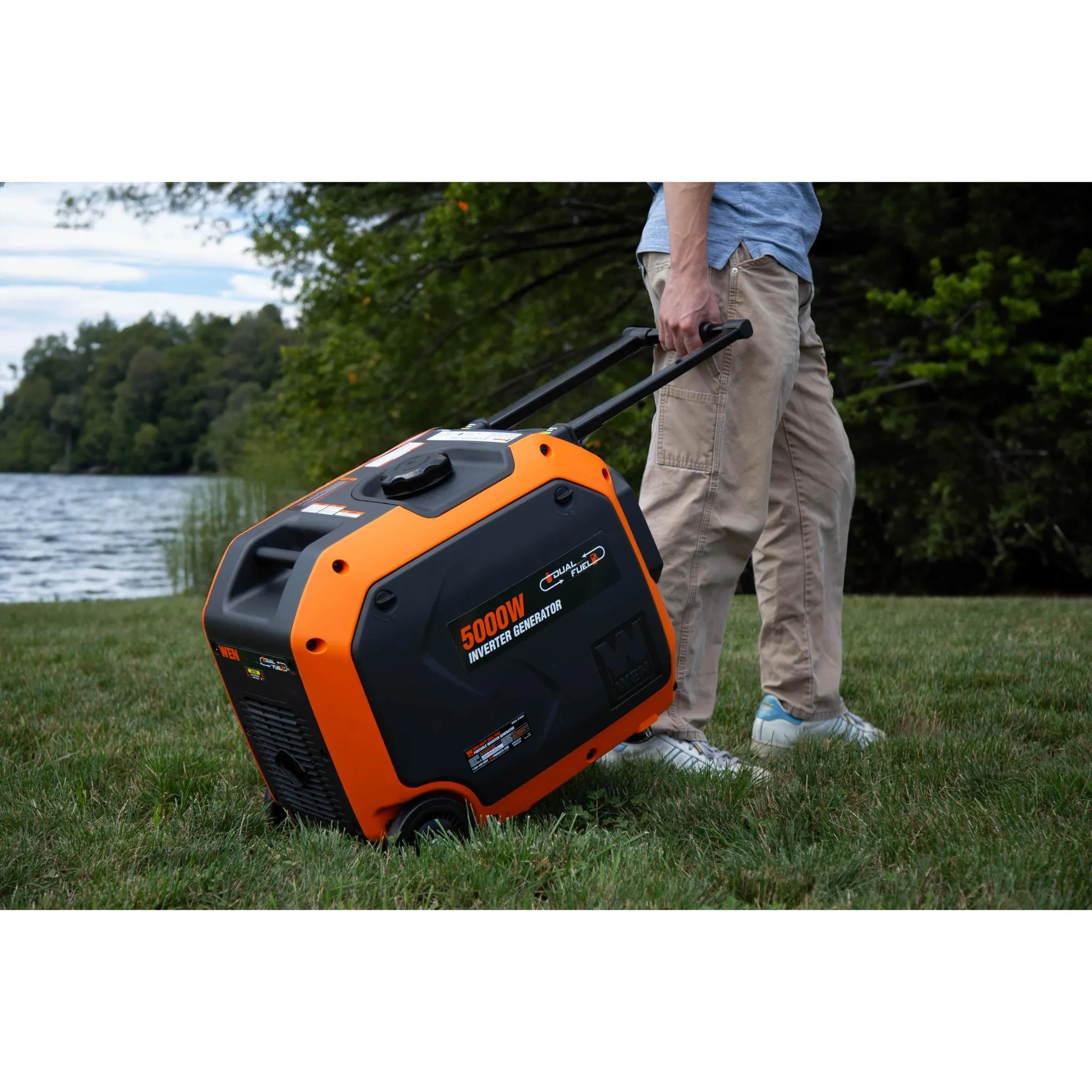 WEN DF500iX 5000-Watt Dual Fuel 120V/240V RV and EV-Ready Electric Start Portable Inverter Generator with Electric Vehicle Charging Ports