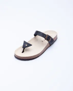 Women's Manu Triangle Sandal Black Leather