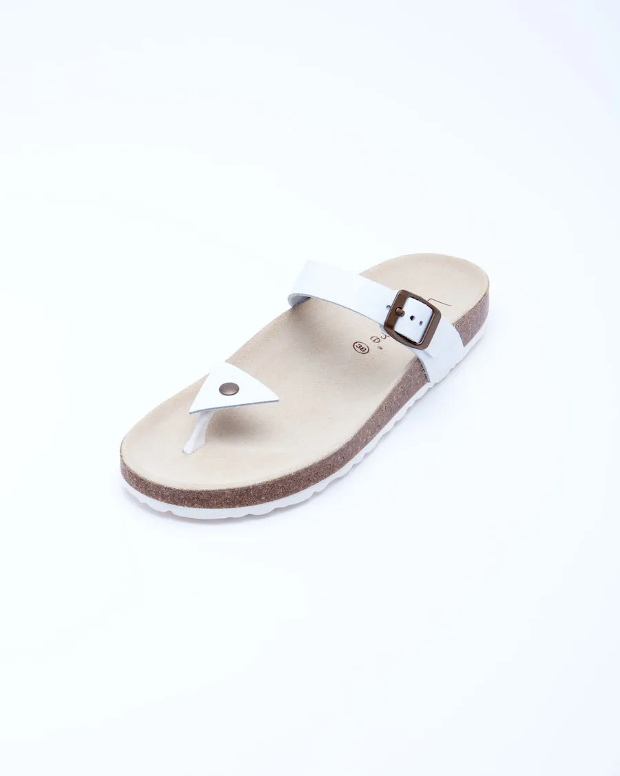 Women's Manu Triangle Sandal White Leather