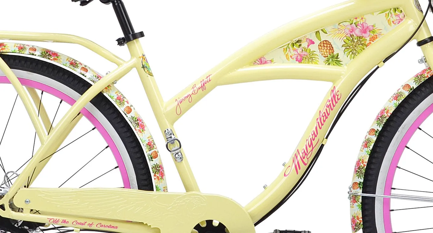 Women's Margaritaville Cruiser Bike 26" Perfect Fit Frame Comfort Ride, Yellow