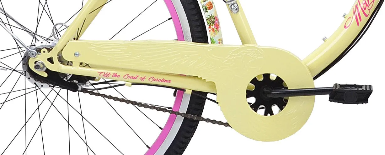 Women's Margaritaville Cruiser Bike 26" Perfect Fit Frame Comfort Ride, Yellow