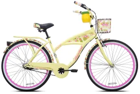 Women's Margaritaville Cruiser Bike 26" Perfect Fit Frame Comfort Ride, Yellow